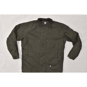 BERNE Men's Duck Chore Parka Jacket Quilt Lined Brown Size XLT Tall Cotton